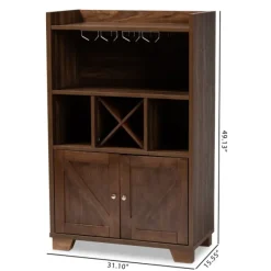 Cabinets & Sideboards-Kirkland's Home Walnut Brown Open Shelf Wine Cabinet