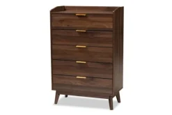 Dressers & Chests-Kirkland's Home Walnut 5-Drawer Wood Chest Brown