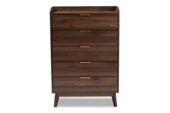 Dressers & Chests-Kirkland's Home Walnut 5-Drawer Wood Chest Brown