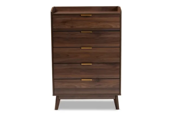 Dressers & Chests-Kirkland's Home Walnut 5-Drawer Wood Chest Brown