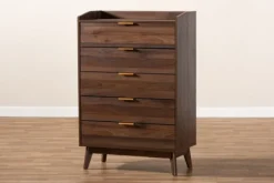 Dressers & Chests-Kirkland's Home Walnut 5-Drawer Wood Chest Brown