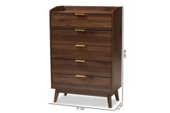 Dressers & Chests-Kirkland's Home Walnut 5-Drawer Wood Chest Brown