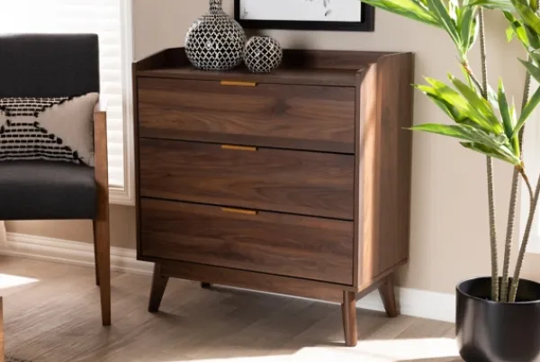 Dressers & Chests-Kirkland's Home Walnut 3-Drawer Wood Chest Brown