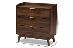 Dressers & Chests-Kirkland's Home Walnut 3-Drawer Wood Chest Brown