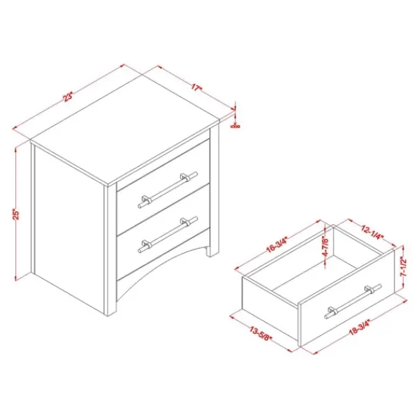 Nightstands-Kirkland's Home Walnut 2-Drawer Wood Nightstand Brown