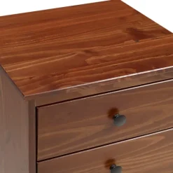 Nightstands-Kirkland's Home Walnut 3-Drawer Wood Nightstand Brown