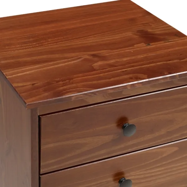 Nightstands-Kirkland's Home Walnut 3-Drawer Wood Nightstand Brown