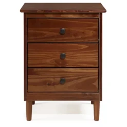 Nightstands-Kirkland's Home Walnut 3-Drawer Wood Nightstand Brown