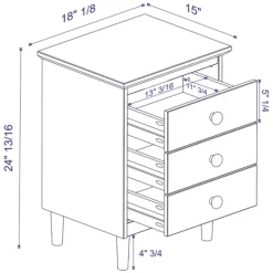 Nightstands-Kirkland's Home Walnut 3-Drawer Wood Nightstand Brown