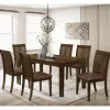Dining Tables-Kirkland's Home Walnut Finish Chevron Inlay Dining Table Brown