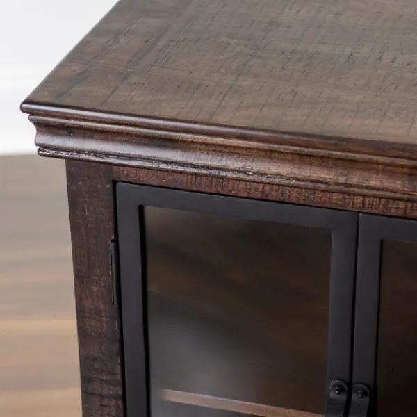 Cabinets & Sideboards-Kirkland's Home Walnut Henry Cabinet With Glass Doors Brown