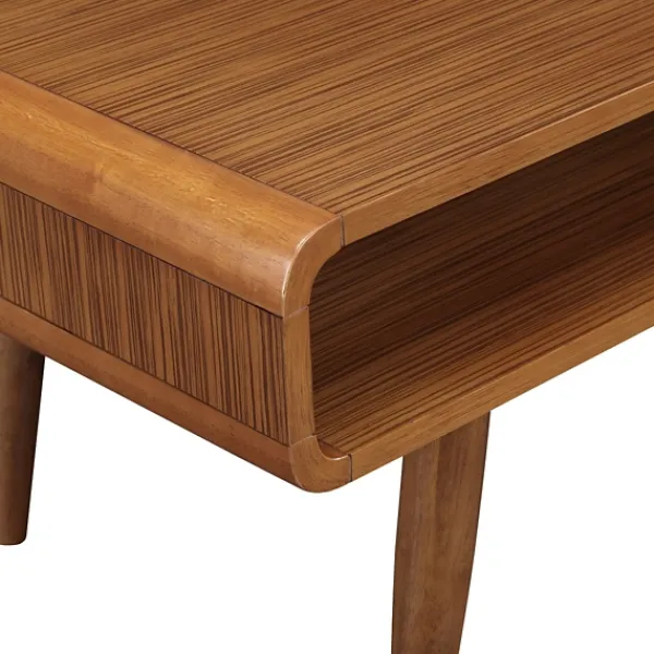 Coffee Tables-Kirkland's Home Walnut Mid-Century Modern Solid Wood Coffee Table Brown