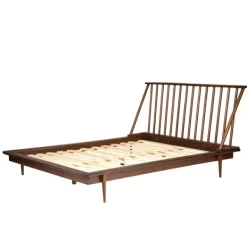 Beds & Headboards-Kirkland's Home Walnut Mid-Century Modern Queen Bed Frame Brown