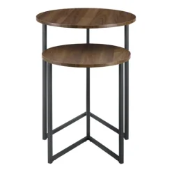 Accent & End Tables-Kirkland's Home Walnut Nesting V-Leg Accent Tables, Set Of 2 Brown