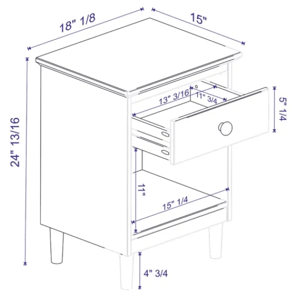 Nightstands-Kirkland's Home Walnut One-Drawer Wood Nightstand Brown