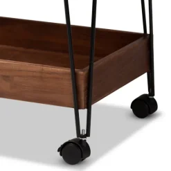 Kitchen Islands & Bar Carts-Kirkland's Home Walnut Paulownia 2-Tier Tray Bar Cart