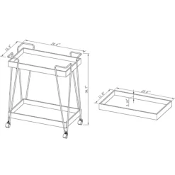 Kitchen Islands & Bar Carts-Kirkland's Home Walnut Paulownia 2-Tier Tray Bar Cart