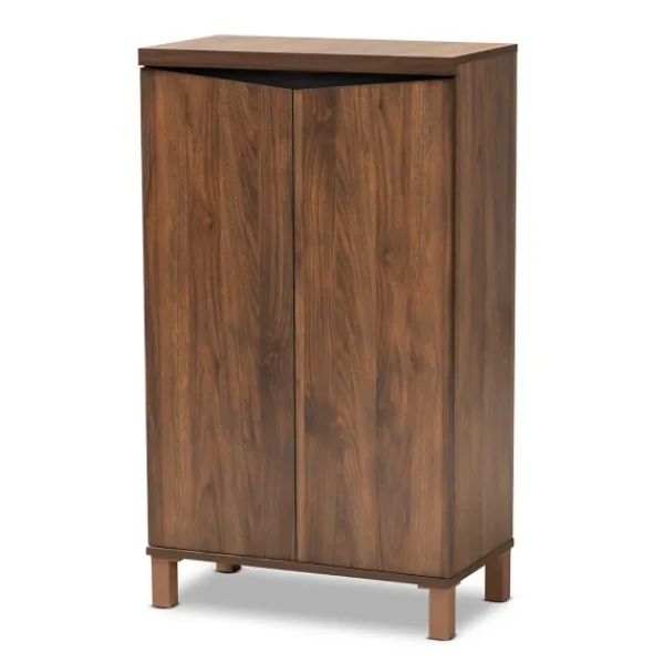 Entryway Furniture-Kirkland's Home Walnut Slim Shoe Storage Cabinet Brown
