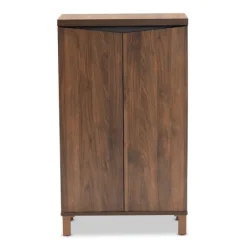 Entryway Furniture-Kirkland's Home Walnut Slim Shoe Storage Cabinet Brown