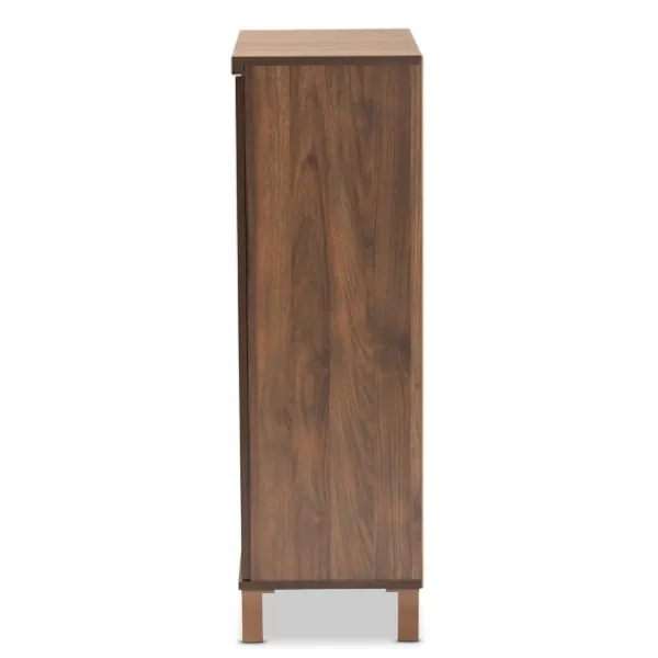 Entryway Furniture-Kirkland's Home Walnut Slim Shoe Storage Cabinet Brown