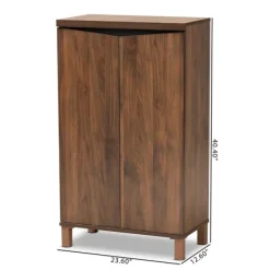 Entryway Furniture-Kirkland's Home Walnut Slim Shoe Storage Cabinet Brown