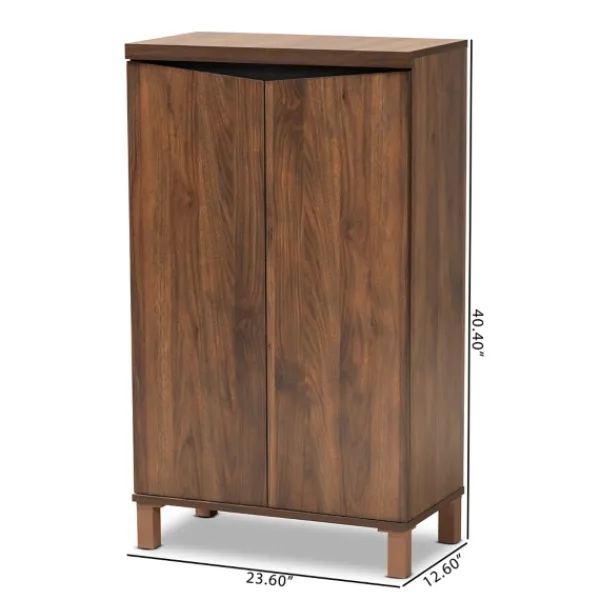 Entryway Furniture-Kirkland's Home Walnut Slim Shoe Storage Cabinet Brown