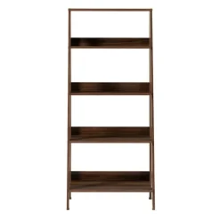 Bookshelves-Kirkland's Home Walnut 4-Tier Ladder Bookshelf Brown
