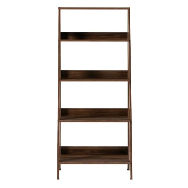 Bookshelves-Kirkland's Home Walnut 4-Tier Ladder Bookshelf Brown