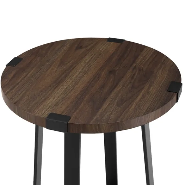 Accent & End Tables-Kirkland's Home Walnut Urban Rustic Round Accent Table Brown