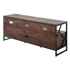 Tv Stands & Media Consoles-Kirkland's Home Walnut Wood And Black Steel Media Stand Brown