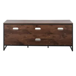 Tv Stands & Media Consoles-Kirkland's Home Walnut Wood And Black Steel Media Stand Brown