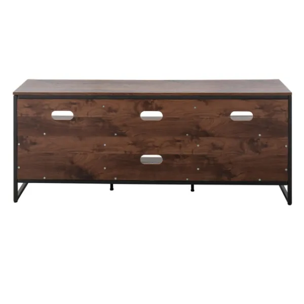 Tv Stands & Media Consoles-Kirkland's Home Walnut Wood And Black Steel Media Stand Brown