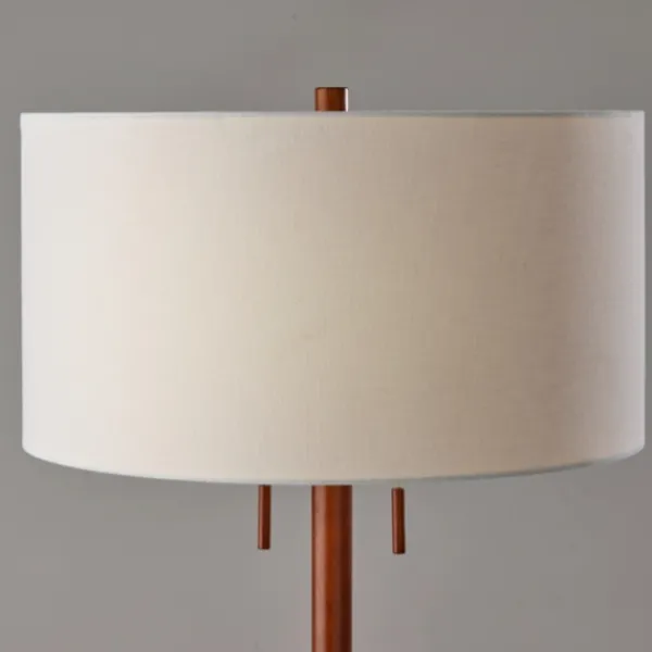 Floor Lamps-Kirkland's Home Walnut Wood And Silver Floor Lamp, 66 In. White