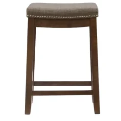 Bar Stools & Counter Height Stools-Kirkland's Home Walnut Wood Counter Stool With Cushion Gray