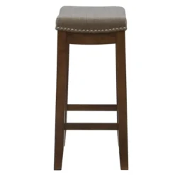 Bar Stools & Counter Height Stools-Kirkland's Home Walnut Wood Counter Stool With Cushion Gray