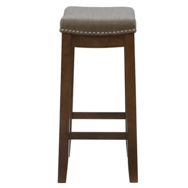 Bar Stools & Counter Height Stools-Kirkland's Home Walnut Wood Counter Stool With Cushion Gray