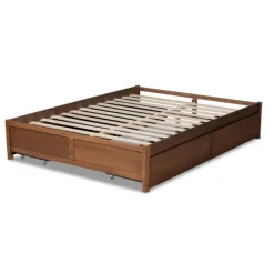 Beds & Headboards-Kirkland's Home Walnut Wood 4-Drawer Full Platform Bed Brown