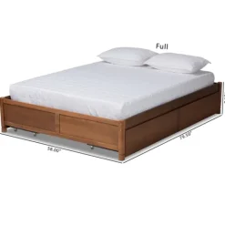 Beds & Headboards-Kirkland's Home Walnut Wood 4-Drawer Full Platform Bed Brown