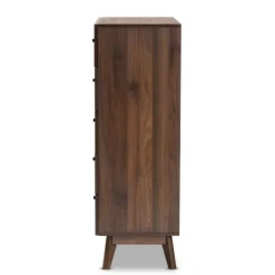 Cabinets & Sideboards-Kirkland's Home Walnut Wood Grain 5-Drawer Chest Brown