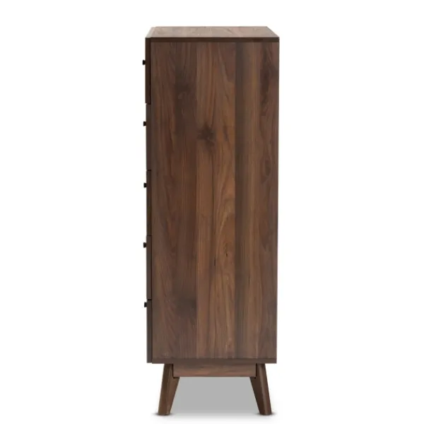 Cabinets & Sideboards-Kirkland's Home Walnut Wood Grain 5-Drawer Chest Brown
