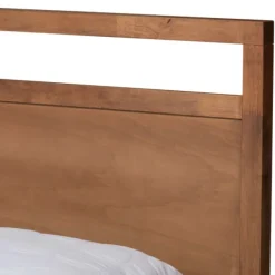 Beds & Headboards-Kirkland's Home Walnut Wood Headboard 4-Drawer King Platform Bed Brown
