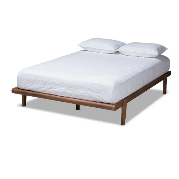 Beds & Headboards-Kirkland's Home Walnut Wood King Platform Bed Brown