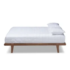 Beds & Headboards-Kirkland's Home Walnut Wood King Platform Bed Brown