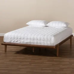 Beds & Headboards-Kirkland's Home Walnut Wood King Platform Bed Brown