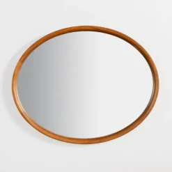Decorative Mirrors-Kirkland's Home Walnut Wood Oval Wall Mirror