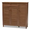 Entryway Furniture-Kirkland's Home Walnut Wood 11-Shelf Paneled Shoe Cabinet Brown