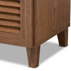 Entryway Furniture-Kirkland's Home Walnut Wood 11-Shelf Paneled Shoe Cabinet Brown