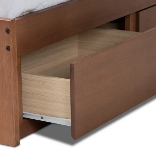 Beds & Headboards-Kirkland's Home Walnut Wooden 3-Drawer Platform Bed Brown