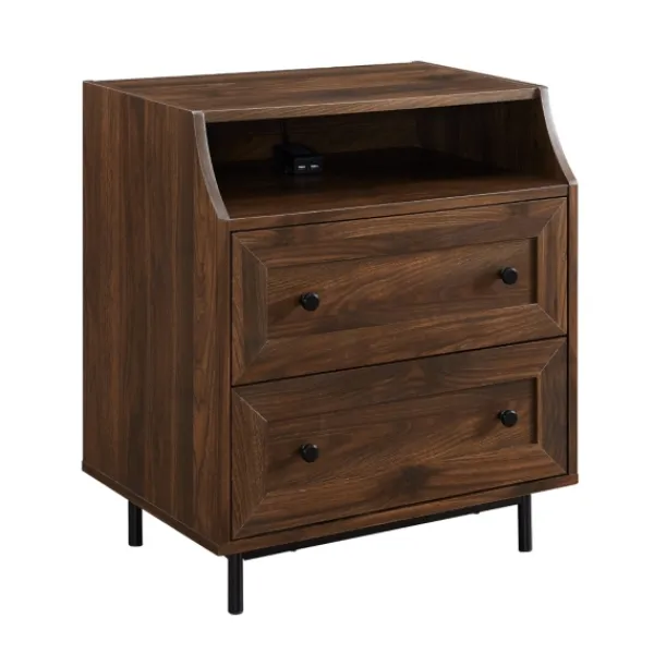 Nightstands-Kirkland's Home Warm Brown Curved Top Nightstand Table