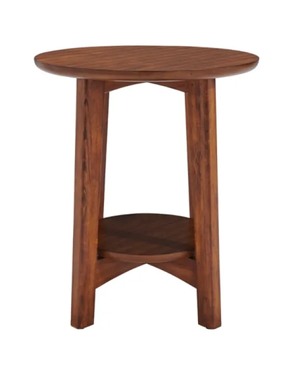 Accent & End Tables-Kirkland's Home Warm Chestnut Wood Round Accent Table Brown